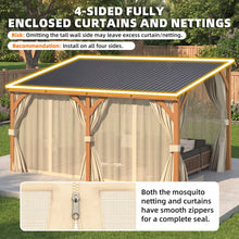 Load image into Gallery viewer, AECOJOY 14x10 Outdoor Wooden Pergola Gazebo with Curtains and Netting for Patio