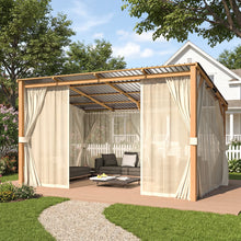 Load image into Gallery viewer, AECOJOY 14x10 Outdoor Wooden Pergola Gazebo with Curtains and Netting for Patio