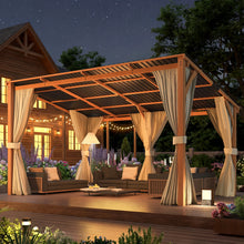 Load image into Gallery viewer, AECOJOY 14x10 Outdoor Wooden Pergola Gazebo with Curtains and Netting for Patio