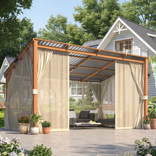 Load image into Gallery viewer, AECOJOY 14x10 Outdoor Wooden Pergola Gazebo with Curtains and Netting for Patio