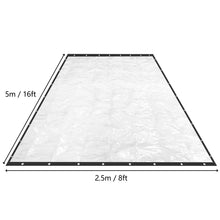 Load image into Gallery viewer, Clear Outdoor Clear PVC Tarp Curtain, Waterproof, Tear - Resistant, 8x16ft for Patios, Decks, Balconies, and Commercial Use
