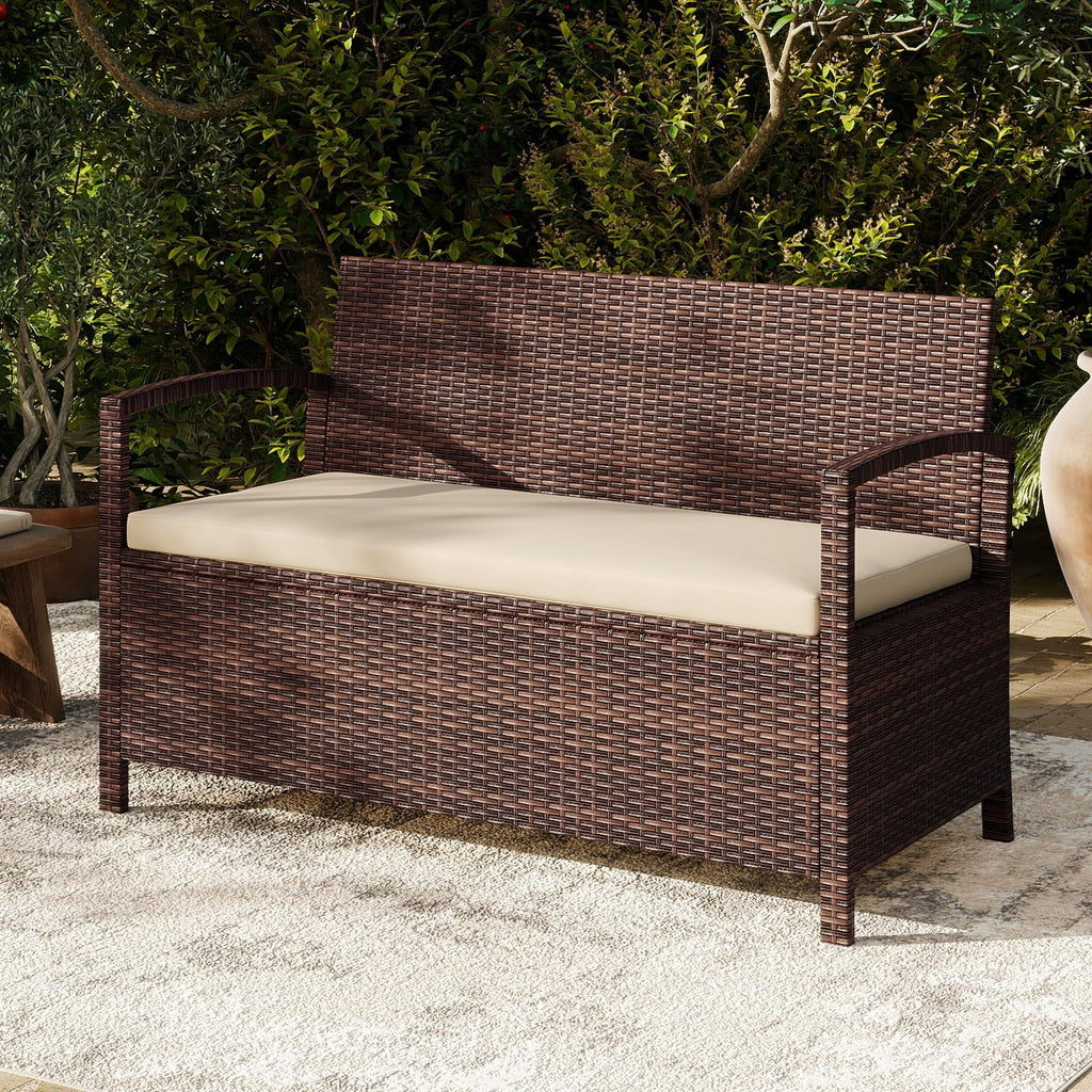 Tangkula 42 Gallon Outdoor Bench with Storage for Porch Backyard Poolside