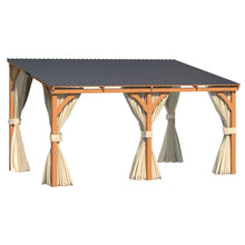 Load image into Gallery viewer, AECOJOY 14x10 Outdoor Wooden Pergola Gazebo with Curtains and Netting for Patio