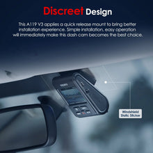 Load image into Gallery viewer, VIOFO 2K Dash Cam 2560x1440p Quad HD+ Car Dash Camera, Ultra Clear Night Vision, GPS Included, Buffered Parking Mode, True HDR, A119 V3