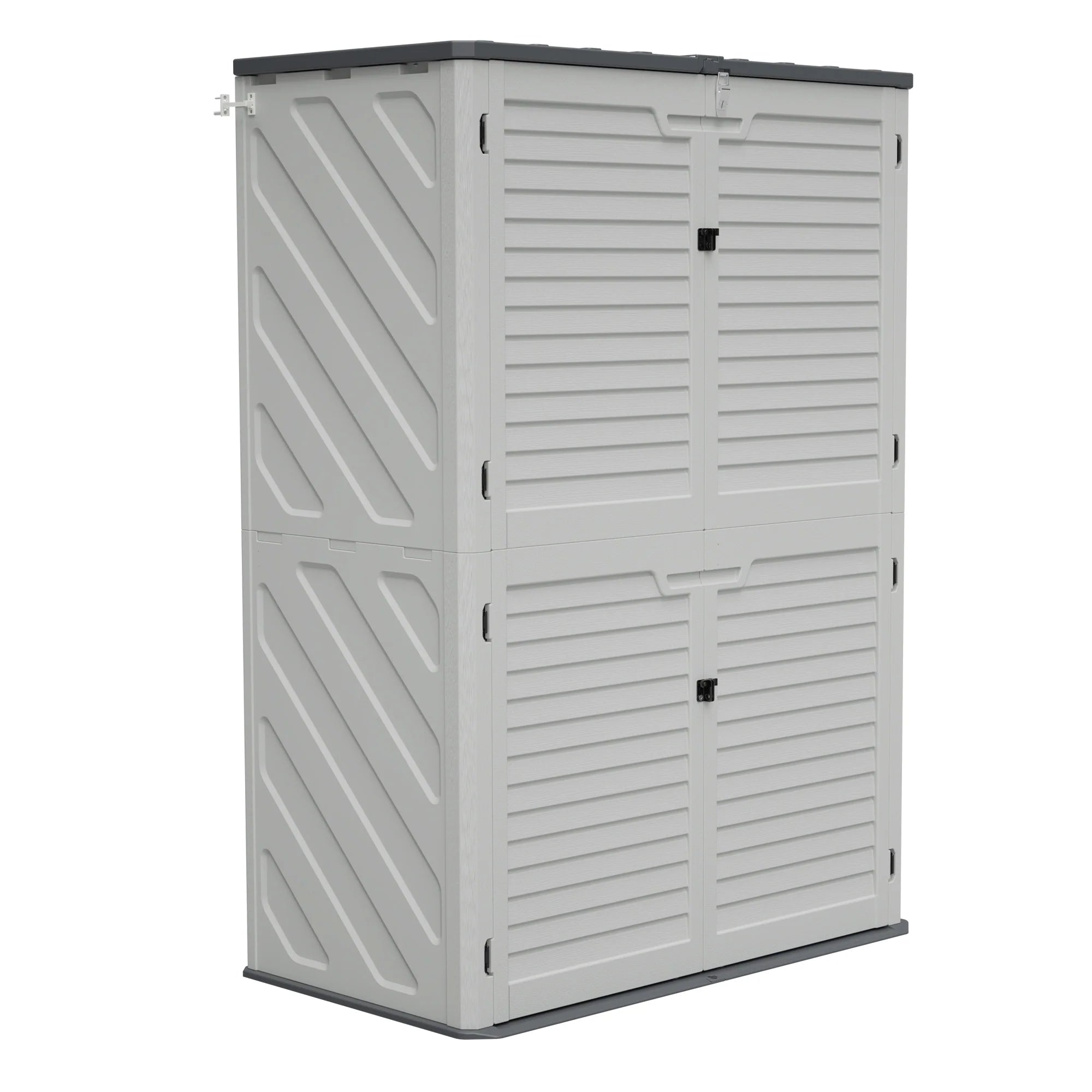 AECOJOY 61.6 Cu.ft Outdoor Resin Storage Shed with Easy Lift Hinges, Weatherproof Tall Unit with 4 Doors