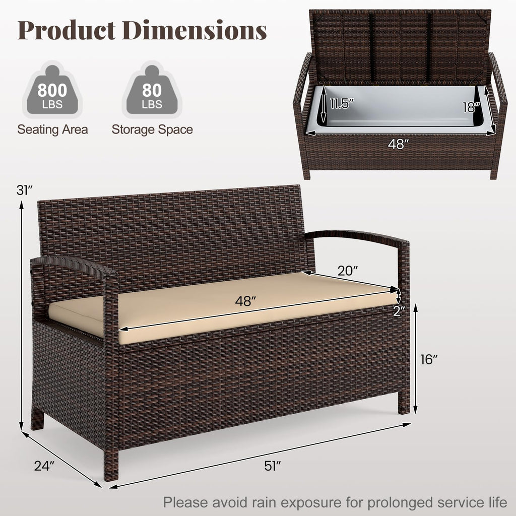 Tangkula 42 Gallon Outdoor Bench with Storage for Porch Backyard Poolside